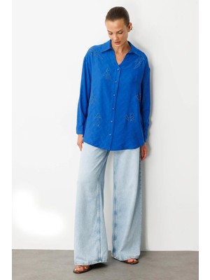 Accort Taş Detay Desenli Gömlek-Sax