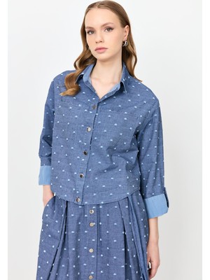 Accort Cep Detaylı Kot Gömlek-Mavi