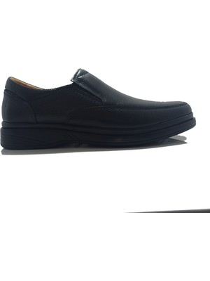 Ekinci Siyah Deri Comfort Erkek Ayakkabı Düz Tabanlı Günlük Kullanım İçin Uygun