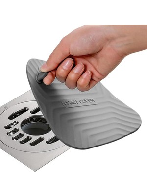 Teknocan Marketing Gri Renk Kare Kötü Koku Önleyici Silikon Mat Banyo Mutfak Lavabo Balkon Gider Tıpası Kapağı