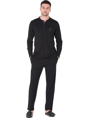 D'S Damat Erkek Pijama Takımı 221001 XL Beden Siyah Renk ile Rahat ve Şık Tasarım