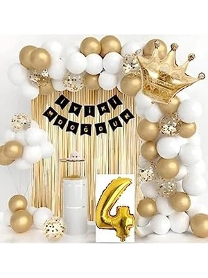 Teknocan Marketing Kral Taçlı Yaş Folyolu Doğum Günü Beyaz Balon Seti BMCNM846
