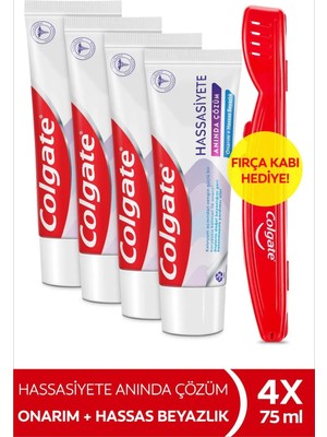 Colgate Onarıcı Hassasiyete Anında Çözüm Diş Macunu 75 ml x4 Diş Eti Bakımı Özelliği+Fırça Kabı