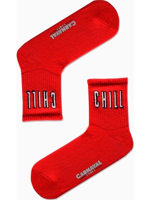 Carnaval Socks Chill Yazılı Desenli Renkli Spor Çorap