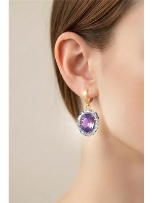 Petek Aksesuar Taşlı Şık Tarz Sallantılı Küpe