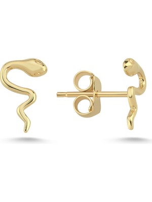 Zümrüt Sarraf 14 Ayar Altın Yılan Küpe