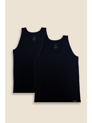 DOREANSE 2025 ERKEK 2 Lİ PAMUK GENİŞ YAKA SİYAH ATLET