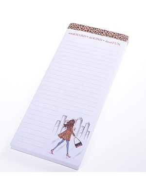 Teknocan Marketing Manyetik Not Defteri - Leopar Moda Kız Bakkal ve Alışveriş Listesi - Eğlenceli Dekoratif Yapılacaklar Listesi - Mükemmel Ev Isınma Hediyeleri - 100 Yırtık Yaprak (4" x 9" X.5")