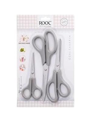 Teknocan Marketing Premium Serisi Ergonomik Saplı Çelik Gıdaya Temasa Uygun 3'lü Set Mutfak Makası, Mavi