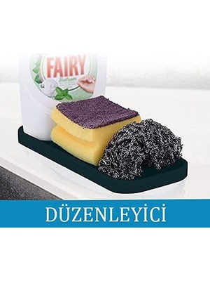 Teknocan Marketing Silikon Sabunluk Yağdanlık Altlığı Organizer, Çok Amaçlı Sunumluk,sıvı Sabun Standı 26X10 cm