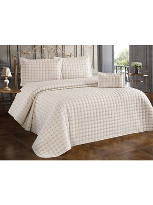 Çeyiz Diyarı Yıldız Tek Kişilik Yatak Örtüsü Krem Pamuk Saten Modern Desen 180 x 240 cm