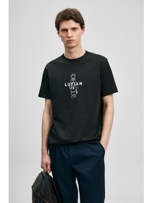 Lufian Sımbad Modern Grafik T- Shirt Siyah