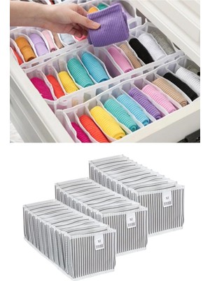 Teknocan Marketing Çekmece Içi Akordiyon Bölmeli Bez Düzenleyici Organizer, 10 Gözlü Kumaş Katlanabilir (2)