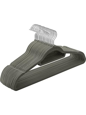 Teknocan Marketing Kadife Elbise Askısı 20'li Set Kaymaz Küçük Bağlantı Demiri 360° Dönen Kanca 0,6 cm Kalın Yerden Tasarruf 43,5 cm Uzun Coats Pantolon Için Gümüş Gri CRF20V