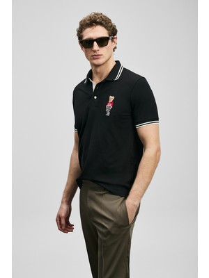 Lufian Brady Smart Erkek Polo Tişört Siyah