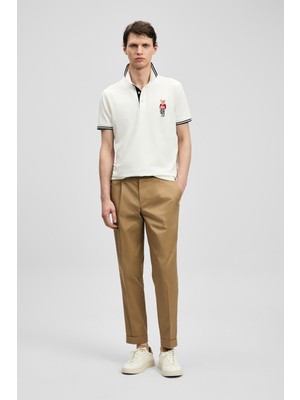 Lufian Brady Smart Erkek Polo Tişört Kırık Beyaz