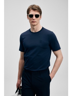 Lufian Pablo Modern Grafik T- Shirt Lacivert