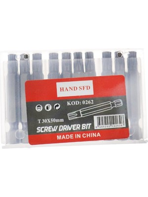 Teknocan Marketing Hand Sfd Yıldız Tornavida Uç Seti, T30 x 50 Mm, 10 Adet