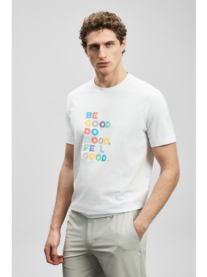 Lufian Good Modern Grafik T- Shirt Kırık Beyaz