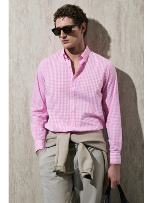 Lufian Marco Erkek Basic Gömlek Regular Fit Pembe