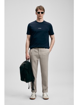 Lufian Marcus Modern Grafik T- Shirt Lacivert