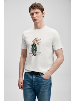 Lufian Duck Modern Grafik T- Shirt Kırık Beyaz