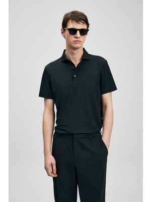 Lufian Spencer Smart Erkek Polo Tişört Siyah