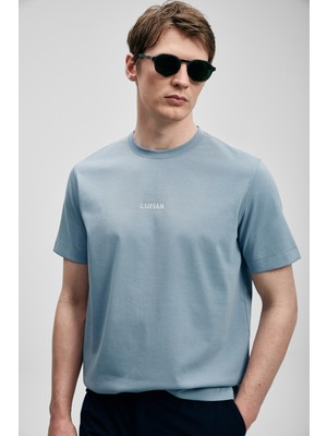 Lufian Marcus Modern Grafik T- Shirt Mavi