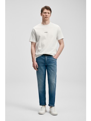 Lufian Marcus Modern Grafik T- Shirt Kırık Beyaz