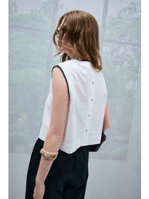 Lufian Karmına Kadın Bluz Kırık Beyaz