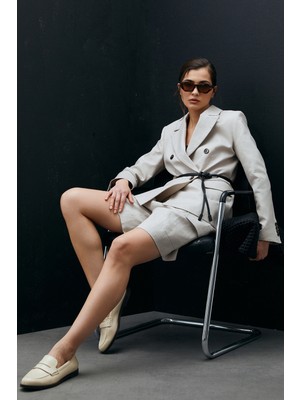 Lufian Carmenta Kadın Keten Şort Bej