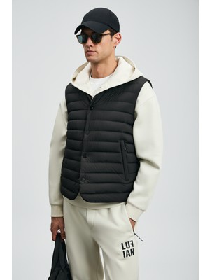 Lufian Soon Kaz Tüyü Erkek Şişme Mont Siyah