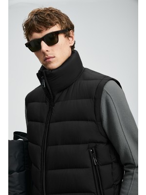 Lufian Peter Kaz Tüyü Erkek Yelek Siyah