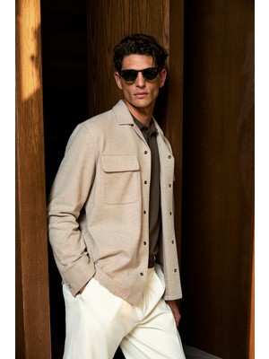 Lufian Andre Erkek Örme Ceket Ekru