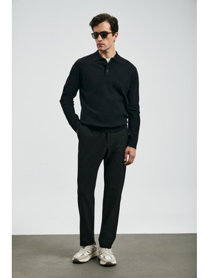 Lufian Sterno Smart Erkek Chino Pantolon Slim Fit Siyah