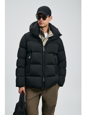 Lufian Tommy Kaz Tüyü Erkek Mont Siyah