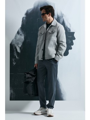 Lufian Sterno Smart Erkek Chino Pantolon Slim Fit Gri