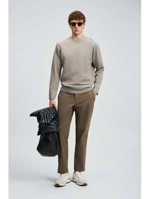 Lufian Daren Smart Erkek Chino Pantolon Slim Fit Toprak