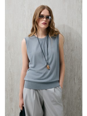 Lufian Perla Kadın Triko Atlet Mavi