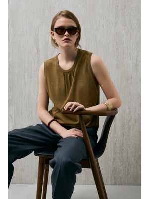 Lufian Perla Kadın Triko Atlet Safran