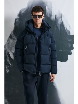 Lufian Tommy Kaz Tüyü Erkek Mont Lacivert