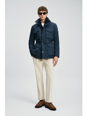 Lufian Edgar Kaz Tüyü Erkek Mont Lacivert