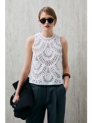 Lufian Grade Kadın Triko Atlet Kırık Beyaz