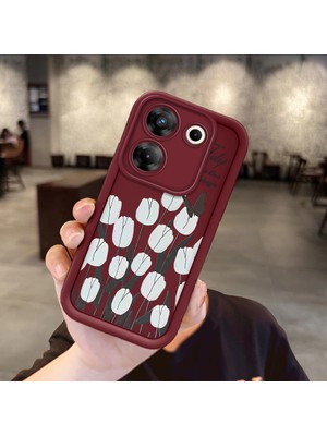 HONTINGA Tecno Camon 20 Pro 5g ile Uyumlu Kılıfı Düşüme Önleyici Basitlik Anti Düşme Kamera Korumali Çiçek Bordo Desen Yumuşak Silikon Telefon Kılıfı Kadın ve Erkek Için Uygundur K2-7044