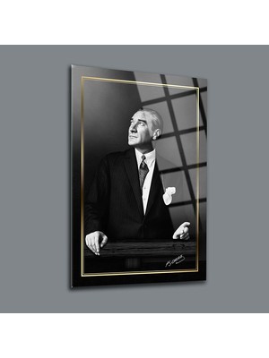 SRD Concept Atatürk 64 Dikey Cam Tablo 30x45 Renkli Modern Tasarım Duvar Dekoru