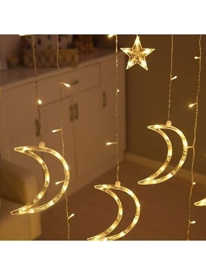 Teknocan Marketing 3 Metre LED Işıklı 10'lu Ay Yıldız Işık Zinciri Dekoratif Aydınlatma Ev Dekorasyonu Süsleme Salon Oda Merdiven Balkon Için Yılbaşı Eğlence Doğum Günlerine Özel Aydınlatma