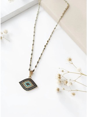 Luna Jewelry Kadın Nazar Bocuğu Model Zirkon Taşlı 316 L Çelik Kolye