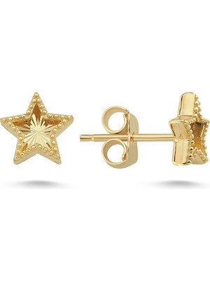 Zümrüt Sarraf 14 Ayar Altın Yıldız Küpe