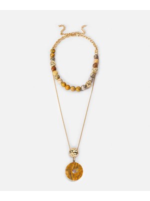 İpekyol Kombine taşlı ve dokulu kolye seti IS1260051090265