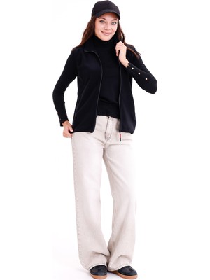 Monox Kadın Slim Fit Tam Fermuarlı Polar Yelek